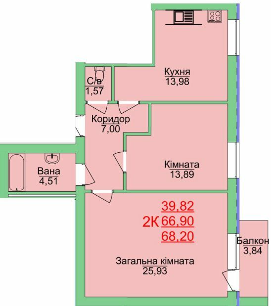 2-кімнатна 68.2 м² в ЖК Зелена оаза від 15 000 грн/м², Херсон