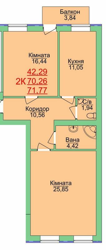 2-кімнатна 71.77 м² в ЖК Зелена оаза від 15 000 грн/м², Херсон