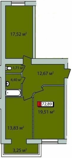 2-кімнатна 72.89 м² в ЖК Парковий квартал від 16 000 грн/м², Черкаси