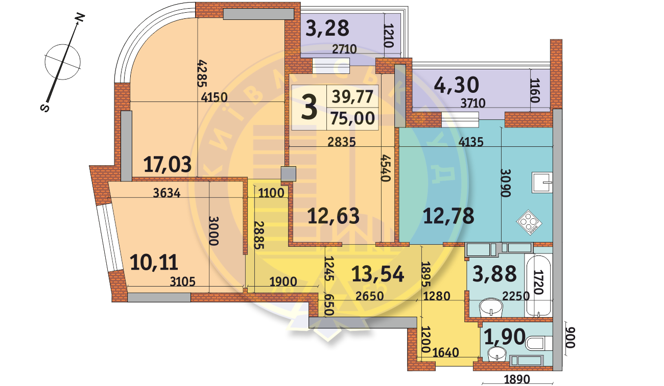 3-кімнатна 75 м² в ЖК Урлівський-2 від 29 476 грн/м², Київ