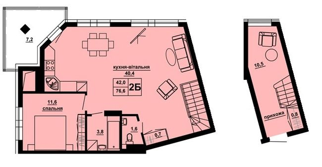 2-кімнатна 76.6 м² в ЖК Домініканський від 20 000 грн/м², Тернопіль