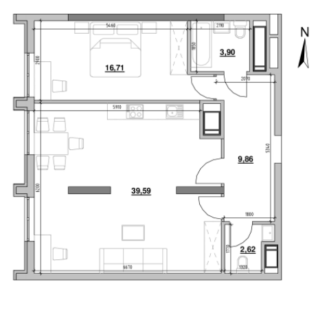 1-комнатная 72.68 м² в ЖК Nordica Residence от 63 142 грн/м², Киев