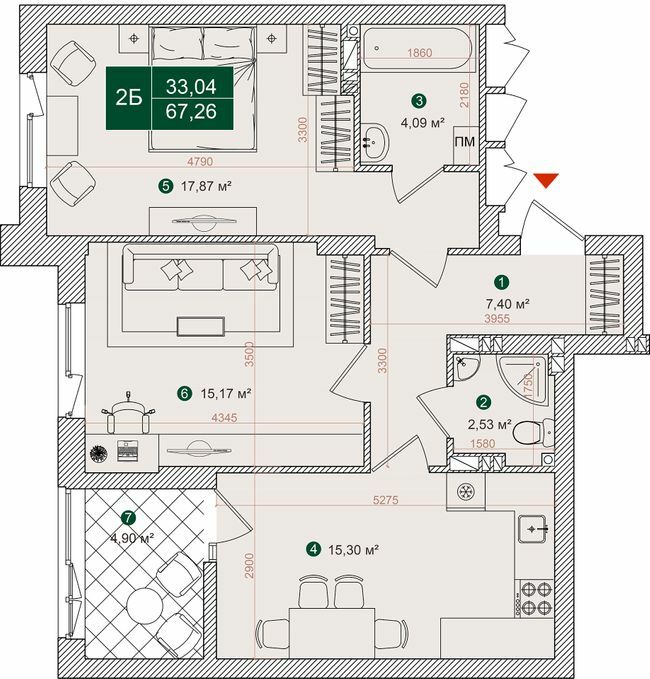 2-комнатная 67.26 м² в ЖК Forest Park от 28 000 грн/м², Киев