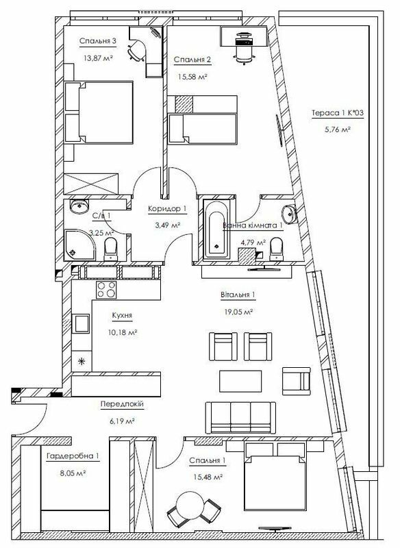 4-кімнатна 105.69 м² в ЖК Franklin Concept House від 55 386 грн/м², Київ