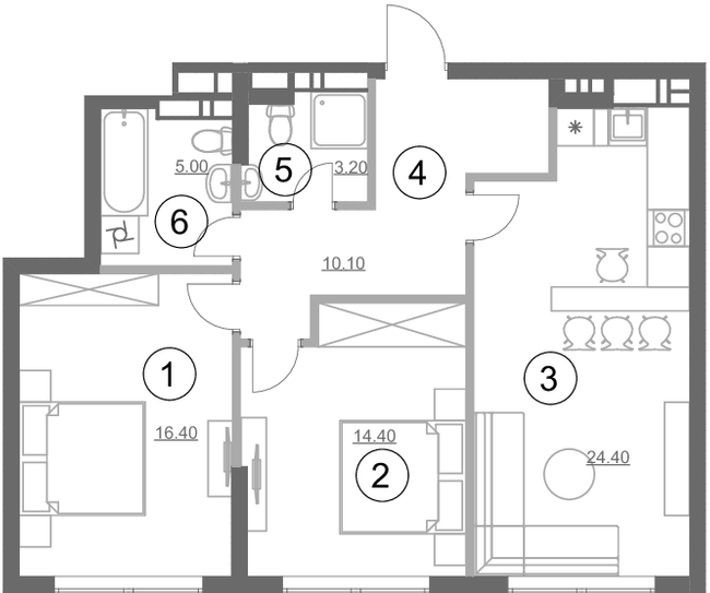 2-комнатная 73.5 м² в ЖК Greenville Park от 63 250 грн/м², Киев