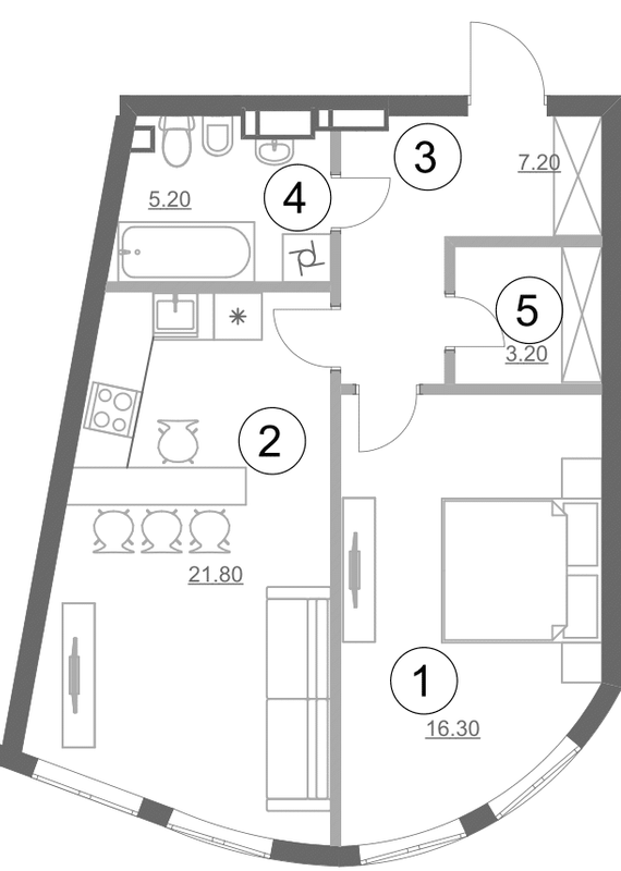 1-комнатная 53.7 м² в ЖК Greenville Park от 73 950 грн/м², Киев