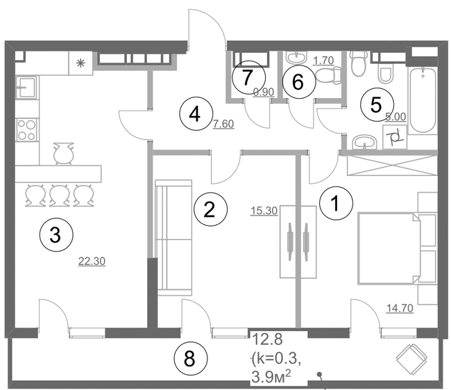 2-кімнатна 71.52 м² в ЖК Greenville Park від 48 350 грн/м², Київ