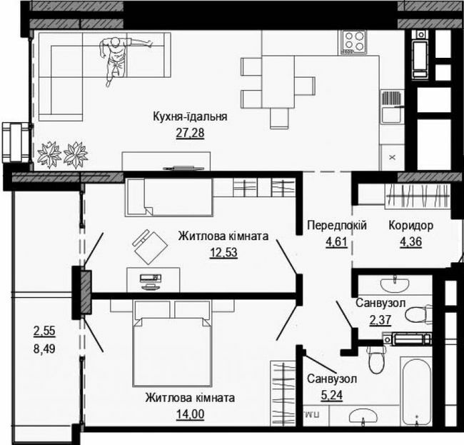 2-кімнатна 72.94 м² в ЖК PUSHA HOUSE від 48 100 грн/м², Київ