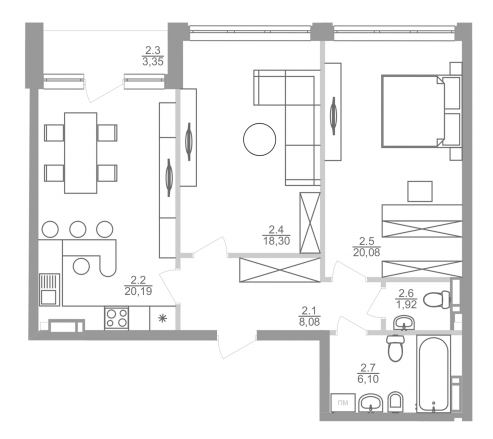 2-комнатная 76.34 м² в ЖК Greenville на Печерске от 53 800 грн/м², Киев