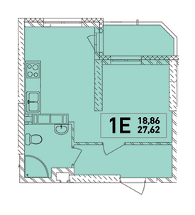 1-комнатная 27.62 м² в ЖК Lego House от застройщика, Киев