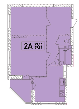 2-комнатная 59.91 м² в ЖК Lego House от застройщика, Киев