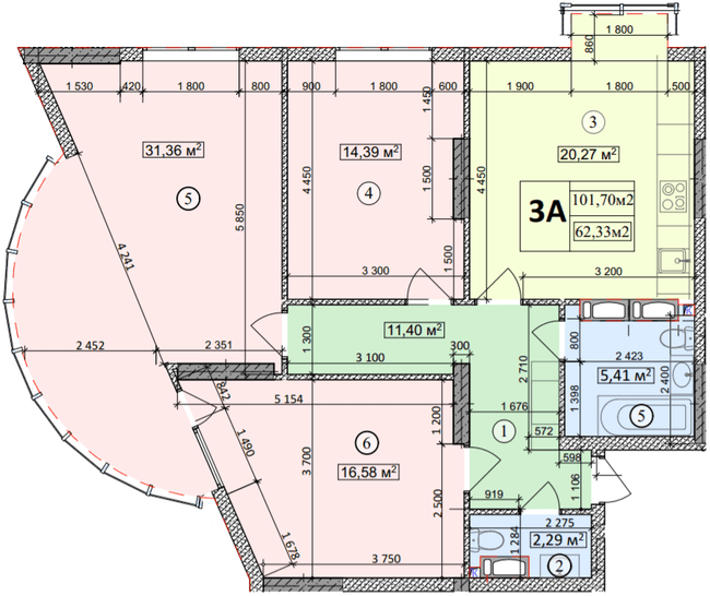 3-кімнатна 101.77 м² в ЖК Podil Plaza & Residence від 43 000 грн/м², Київ