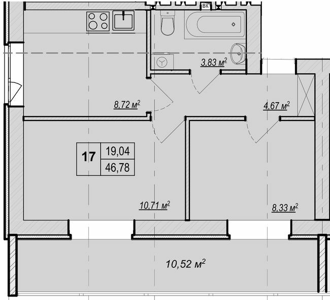 2-комнатная 46.78 м² в ЖК Метро парк от 29 900 грн/м², Киев