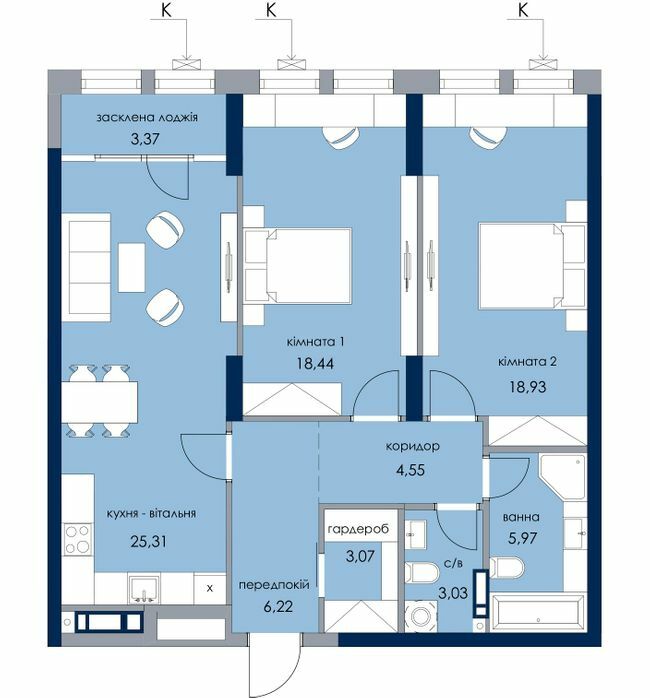 2-комнатная 89.89 м² в ЖК Новый Автограф от 40 000 грн/м², Киев