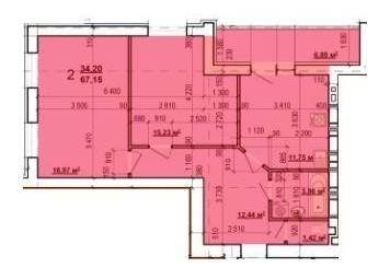 2-комнатная 61.15 м² в ЖК Мира-3 от 14 000 грн/м², Харьков