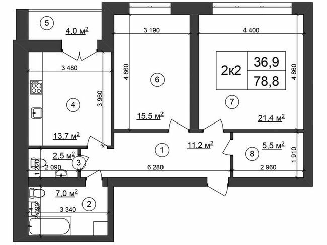 2-комнатная 78.9 м² в ЖК Сырецкий парк от 24 450 грн/м², Киев