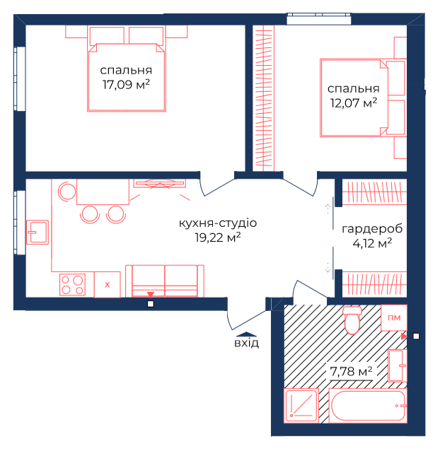 2-кімнатна 60.28 м² в КБ Liverpool House від 31 750 грн/м², Київ