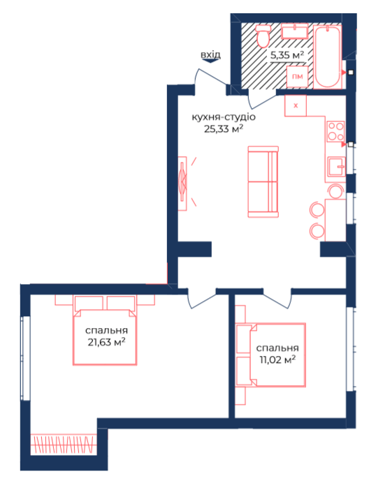 2-комнатная 63.33 м² в КД Liverpool House от 23 250 грн/м², Киев