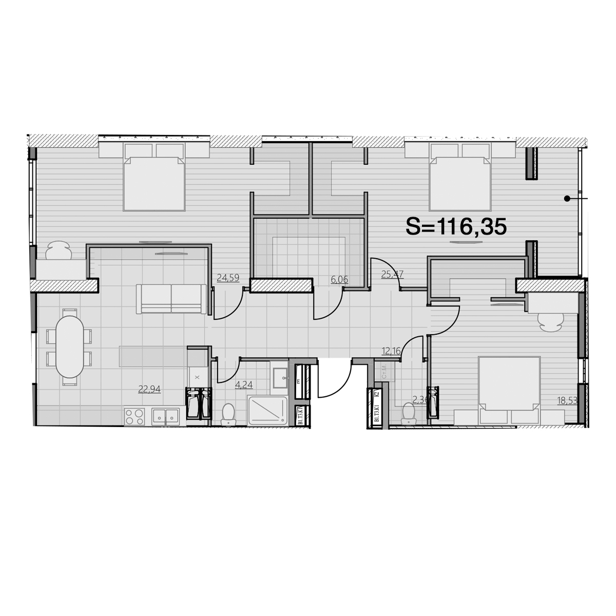 3-комнатная 116.35 м² в ЖК Парк Хиллс (Молодежная инициатива) от 25 550 грн/м², Киев