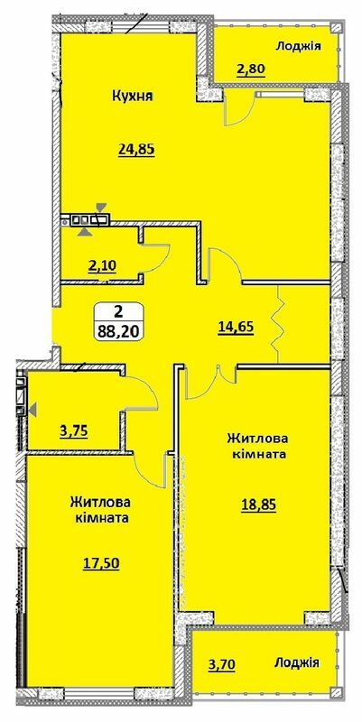 2-комнатная 88.2 м² в КД Королева от 19 000 грн/м², г. Белая Церковь