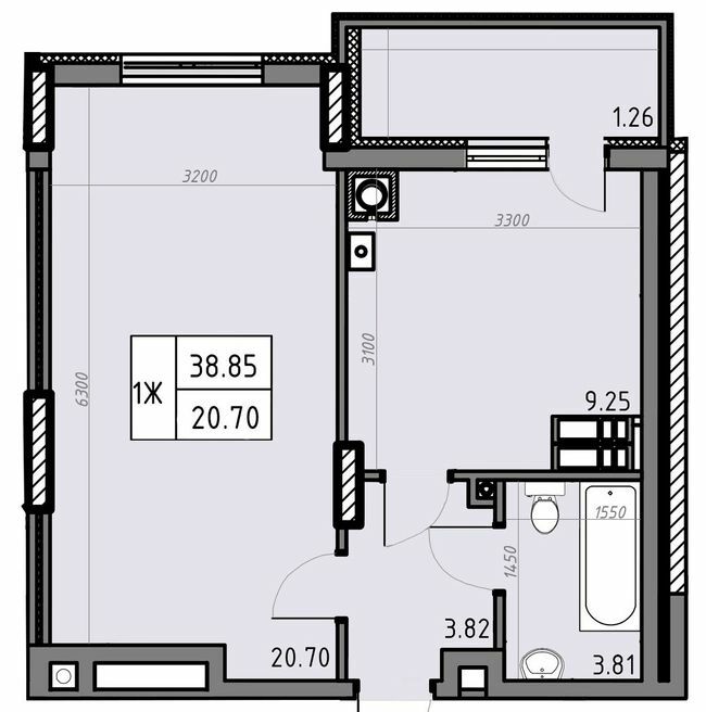 1-комнатная 38.85 м² в ЖК Банковский 2 от 21 000 грн/м², г. Борисполь