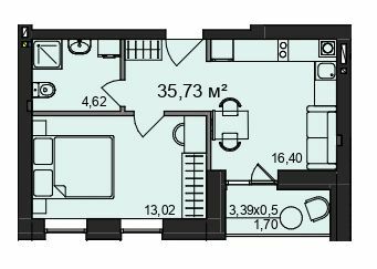 1-кімнатна 35.73 м² в ЖК Будинок №2 від 20 500 грн/м², м. Бориспіль