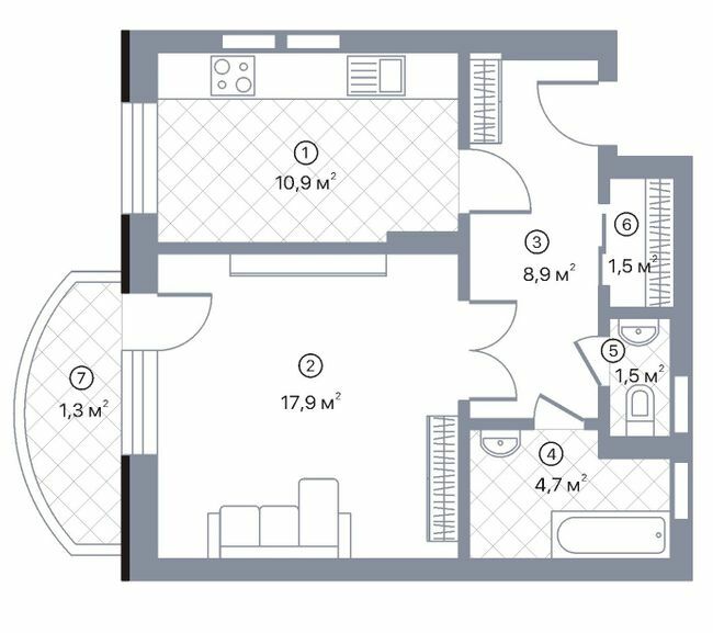 1-комнатная 46.7 м² в ЖК Киевский Шлях от 18 200 грн/м², г. Борисполь