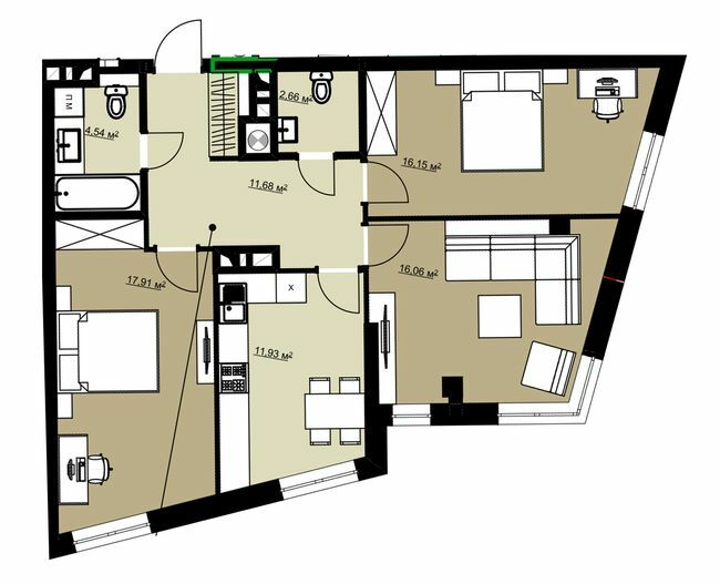 3-комнатная 80.9 м² в ЖК Green Park от 22 000 грн/м², г. Винники