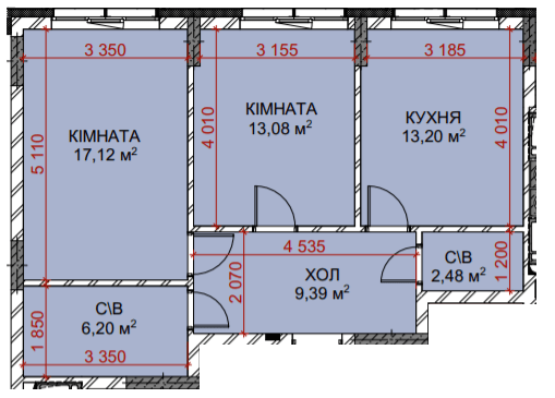 2-комнатная 61.47 м² в ЖК Riverside от 28 500 грн/м², с. Погребы