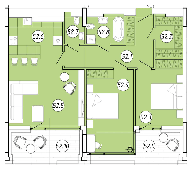 2-кімнатна 89.32 м² в ЖК Forum Apartments від 58 550 грн/м², Львів