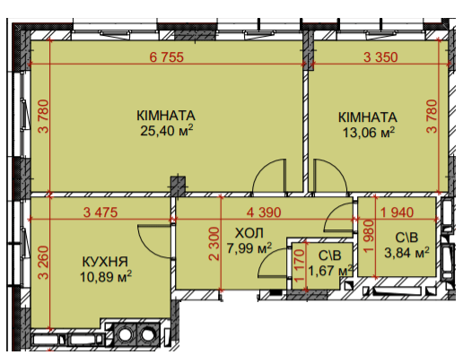 2-комнатная 62.85 м² в ЖК Riverside от 34 000 грн/м², с. Погребы