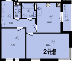 2-кімнатна 74.58 м² в ЖК Globus Central Park від 59 300 грн/м², Львів