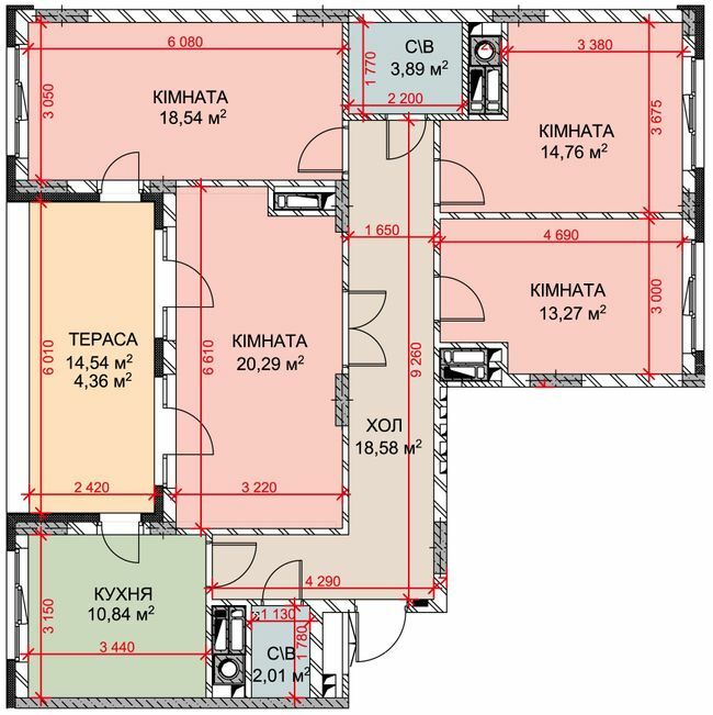 4-кімнатна 106.54 м² в ЖК Riverside від 35 900 грн/м², с. Погреби