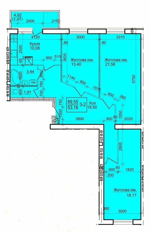 3-кімнатна 89.55 м² в ЖК Будинок №20 від 14 300 грн/м², м. Васильків