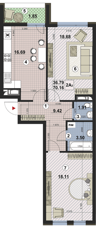 2-кімнатна 70.16 м² в ЖК Paradise Avenue від 31 000 грн/м², с. Крюківщина