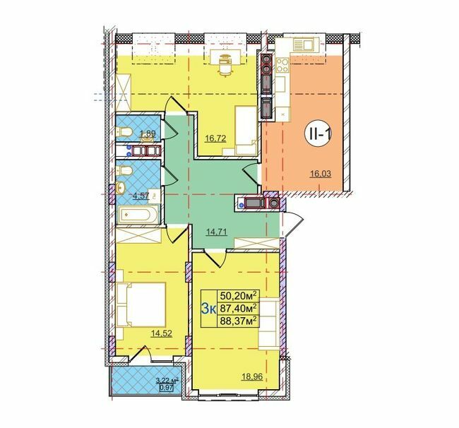 3-комнатная 88.37 м² в ЖК на ул. Перфецкого от 24 850 грн/м², Львов