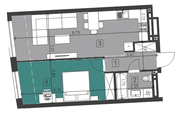 1-кімнатна 50.54 м² в ЖК Парус City від 23 000 грн/м², Львів