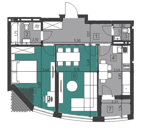 2-кімнатна 56.91 м² в ЖК Парус City від 19 900 грн/м², Львів