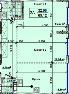 2-кімнатна 65.12 м² в ЖК Нові Теремки від 18 500 грн/м², с. Новосілки