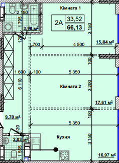 2-кімнатна 66.13 м² в ЖК Нові Теремки від 18 500 грн/м², с. Новосілки