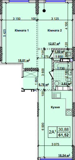 2-комнатная 61.52 м² в ЖК Новые Теремки от 18 500 грн/м², с. Новоселки