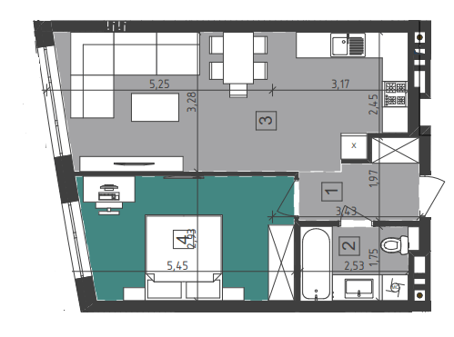 1-кімнатна 47.5 м² в ЖК Парус City від 20 500 грн/м², Львів