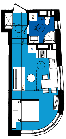 1-кімнатна 27.98 м² в ЖК Парус Smart від 23 200 грн/м², Львів