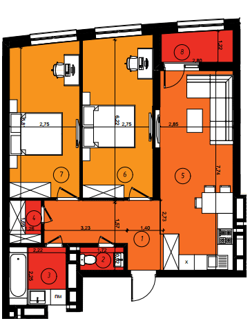 2-комнатная 75.44 м² в ЖК Парус Smart от 18 850 грн/м², Львов