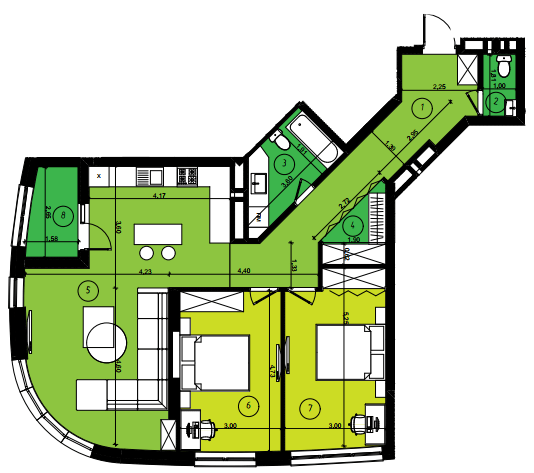 2-комнатная 92.4 м² в ЖК Парус Smart от 19 300 грн/м², Львов