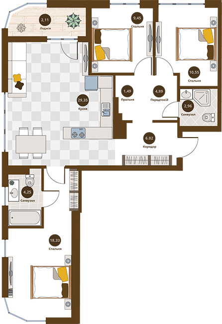 3-кімнатна 89.4 м² в ЖК Пасічний від 20 900 грн/м², Львів