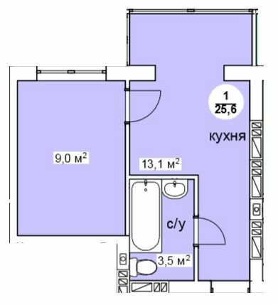 Смарт 25.6 м² в ЖК Новая Дания от 22 500 грн/м², с. Софиевская Борщаговка