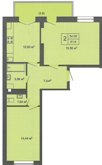 2-кімнатна 61.8 м² в ЖК Кленовий Парк від 13 600 грн/м², м. Трускавець