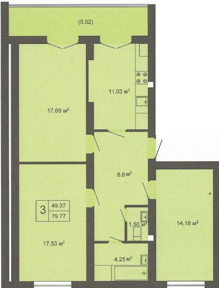 3-кімнатна 79.77 м² в ЖК Кленовий Парк від 13 400 грн/м², м. Трускавець