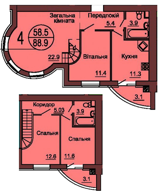 Двухуровневая 88.9 м² в ЖК София Клубный от 26 000 грн/м², с. Софиевская Борщаговка